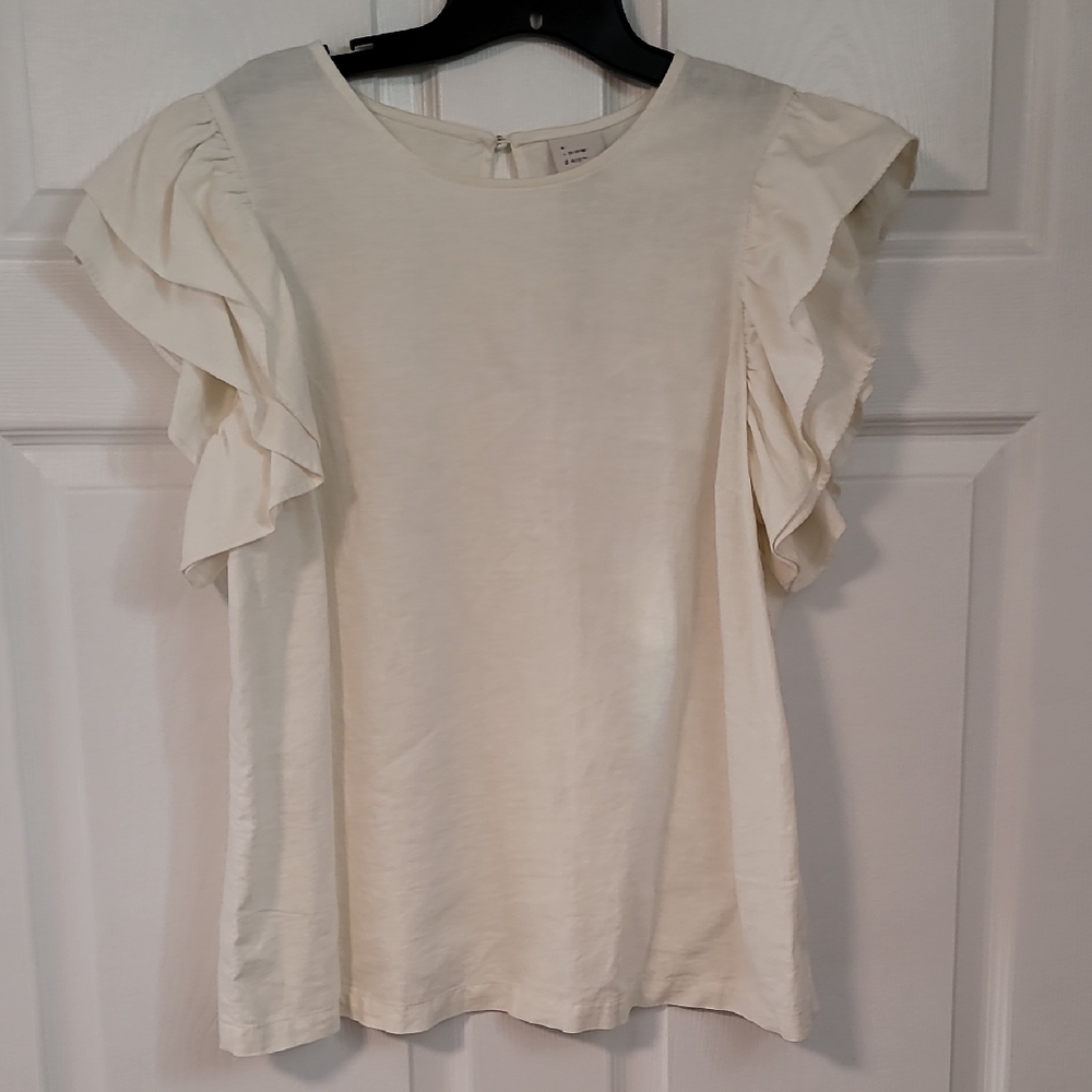 a new day Cream Ruffle Sleeve Blouse